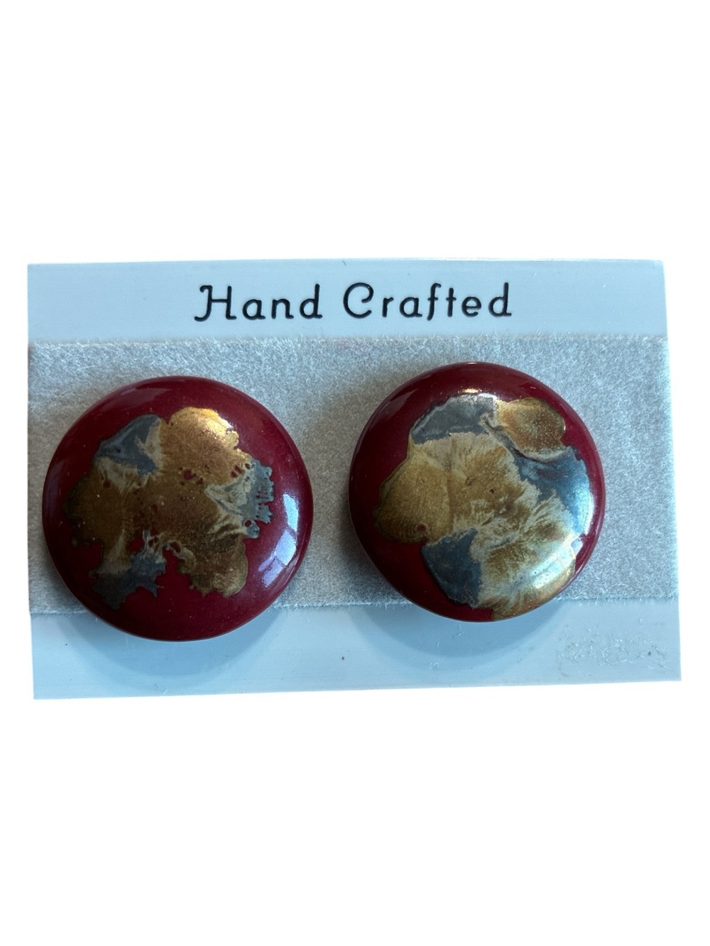 Hand Crafted Red Earrings with Gold and Silver Accents